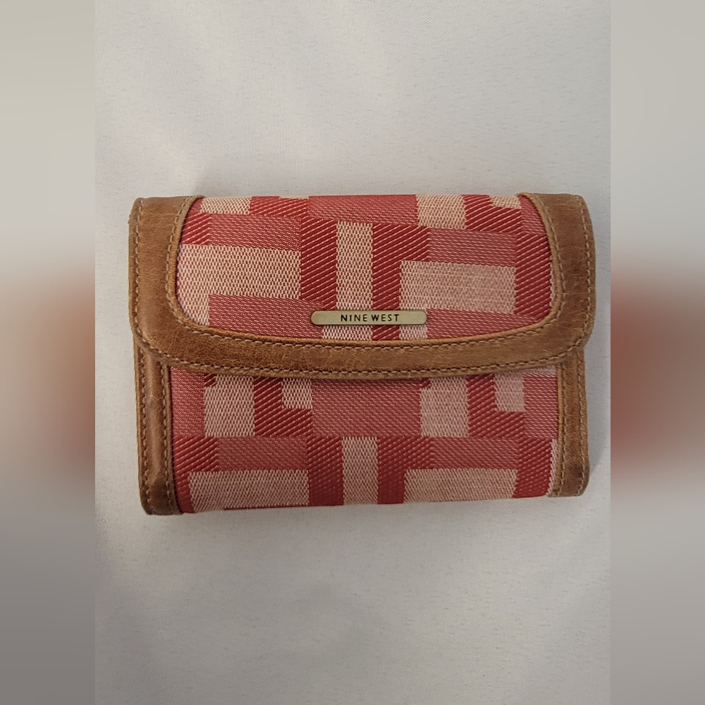 Nine West Red and Tan Trifold Wallet